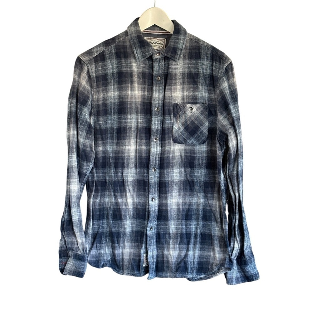 Flag & Anthem Men's Blue Flannel Plaid Shirt Size Medium 100% Cotton